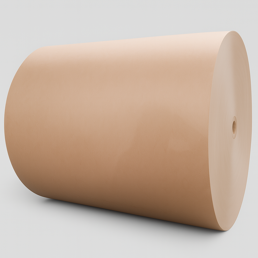 Bobina de papel médium FEELCOM para cajas corrugadas y microcorrugadas, ideal para empaque industrial